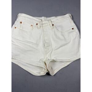 Levi's 501 Women's White Denim Shorts High Rise Button Fly W28 5-Pocket